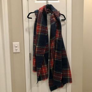 Old Navy Blue and Red Plaid Blanket Scarf